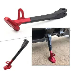 220mm ���j�o�[�T���I�[�g�o�C�T�C�h�X�^���h�r�L�b�N�X�^���h�T�|�[�^�[�A���~�u���b�N + ���b�h 220mm Universal Motorcycle Side Stand Leg Kickstand Supporter Aluminum Black+Red �y���s�A���i�z