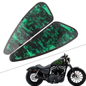 yAO[XJI[goCfJ[RKX^NXebJ[n[[ XL883 1200 Pair Green Skull Motorcycle Decals Fuel Gas Tank Stickers For Harley XL883 1200