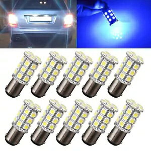 10 個 CE BA15D 27SMD RV マリンボートトレーラー LED 電球 1076 ブルー 10pcs CE BA15D 27SMD RV Marine Boat Trailer LED Light bulbs 1076 Blue