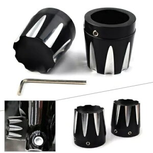 n[[_CiGNgpXg[gOCh[hLOCNCtgANXibgJo[ubN For Harley Dyna Electra Street Glide Road King CNC Front Axle Nut Covers Black