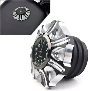 I[goCR^NKXLbvJo[ vt A~tBbg n[[ XL1200 833 _Ci Motorcycle Fuel Tank Gas Cap Cover w/Watch Aluminum Fit Harley XL1200 833 Dyna