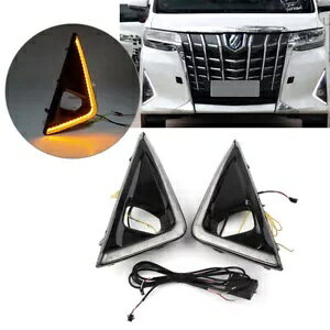 g^ At@[h 2018-2019 p̉F̓_ŃCgt DRL fC^C jO Cg DRL daytime running light with yellow flashing light for Toyota Alphard 2018-2019-