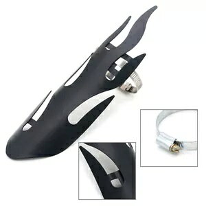 �r�C�ǃq�[���ی�p�q�[�g�V�[���h�J�o�[�A�N�����v�t���A���j�o�[�T���u���b�N- Heat shield cover for exhaust pipe heel protection with clamps, universal black-