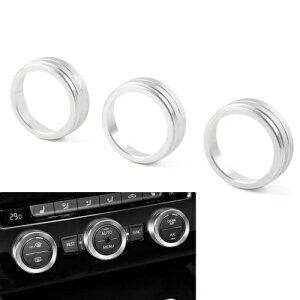 AC NC[g Rg[ O mu Jo[ VW St WFb^ eBOA pT[g AgX Vo[- AC Climate Control Ring Knob Cover for VW Golf Jetta Tiguan Passat Atlas Silver-