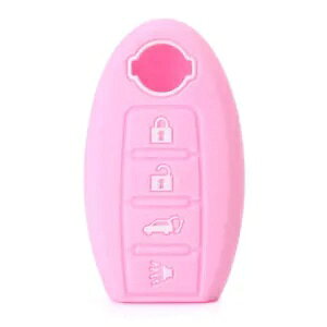 4 �{�^�� �L�[�P�[�X �P�[�X �J�o�[ �s���N ���Y �A���e�B�} ���[�O �Z���g���p- 4 Button Key Case Case Cover Pink for Nissan Altima Rogue Sentra- �y���s�A���i�z