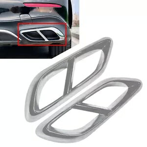 ZfXxc ENX W214 2024pAGL][XgpCvJo[g + Vo[- Rear exhaust pipe cover trim for Mercedes Benz E-Class W214 2024 + silver-