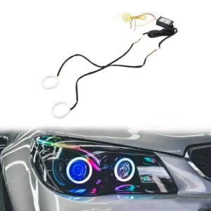 100mm RGB LED �d�b�R���g���[�� �G���W�F�� �A�C ���C�g �n���[ �����O �w�b�h���C�g DRL- 100mm RGB LED Phone Control Angel Eye Lights Halo Rings Headlights DRL-
