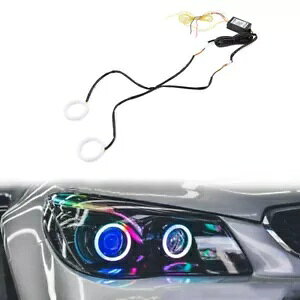 110mm RGB LED �d�b�R���g���[�� �G���W�F�� �A�C ���C�g �n���[ �����O �w�b�h���C�g DRL- 110mm RGB LED Phone Control Angel Eye Lights Halo Rings Headlights DRL-
