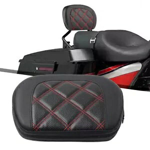 n[[Xg[gOChpubN㕔ȃV[V[o[obNXgpbh- Black Rear Passenger Sissy Bar Backrest Pad for Harley Street Glide-