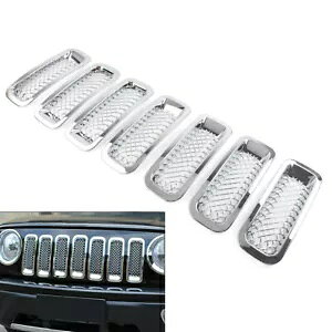 W[v pgIbg 2011-2017 tg O Jo[ Zbg 7 AN[- 7pcs Jeep Patriot 2011-2017 Front Grill Cover Set, Chrome-
