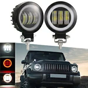 Eh LED [NCgo[ 12V 24V |[^uX|bgCg 2 s[X 4 C` It- Round LED Work Lights Bar 12V 24V Portable Spotlights 2-Piece 4-Inch Off-