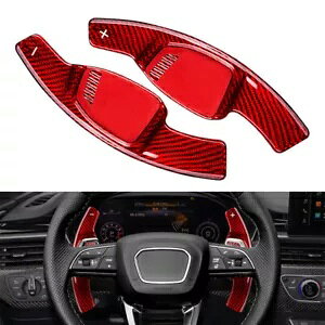 XeAOzC[VtgbJ[GNXeVbJ[{t@Co[AEfB RS5 2021 bh- Steering wheel shift rocker extension forged carbon fiber for Audi RS5 2021 red-