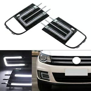 2x LED �f�C�^�C�������j���O���C�g�f�C�^�C�������j���O���C�g�E�C���J�[ DRL VW �e�B�O�A�� 2013 2014 15-2016- 2x LED daytime running light daytime running lights turn signals DRL for VW Tiguan 2013 2014 15-2016- �y���s