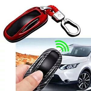 Ԃ̃X}[gL[tHuL[P[XGN[WP[XeXf X bh- Car Smart Key Fob Key Case Enclosure Case Replacement for Tesla Model X Red-