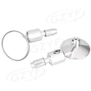 7/8インチ バーエンド リアビューミラー オートバイ ラウンドバイク ボバー カフェレーサー用 シルバー- 7/8" Bar End Rear View Mirror Motorcycle Round Motorcycle for Bobber Cafe Racer Silver-