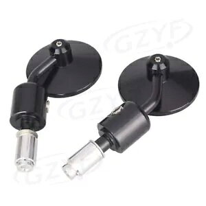 7/8C` o[Gh obN~[ I[goC Eh {o[ JtF [T[p ubN- 7/8" Bar End Rear View Mirror Motorcycle Round For Bobber Cafe Racer Black-