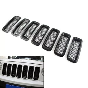 7x tgO OJo[Zbg W[v pgIbg 2011-2017 VCj[ubNp 7x Front Grille Grill Cover Set for Jeep Patriot 2011-2017 Shiny Black-