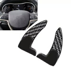 W[v _bW NCX[pJ[{t@Co[ ubN XeAO zC[ Vtg bJ[ GNXeV- Carbon Fiber Black Steering Wheel Shift Rockers Extension for Jeep Dodge Chrysler-