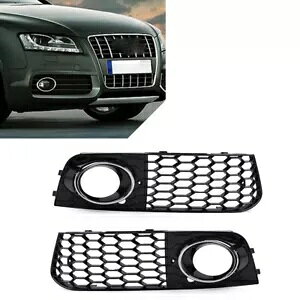 yA njJ wbNX bV tHO Cg Jo[ AEfB A4 B8 09-12 pAN[- Pair Honeycomb Hex Mesh Fog Light Covers for Audi A4 B8 09-12, Chrome-