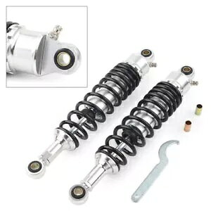 320 ~[gVo[AVbNAu\[o[TXyVEhGhtBbgz_XYL[^[ 320mm Silver Rear Shock Absorbers Suspension Round End fit Honda Suzuki motor