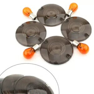 ^[VOiCg Ao[d X[NJo[ 4 94-10 n[[_rbh\ [hLOɓK 4xTurn Signal Light Amber Bulbs Smoke Cover Fit 94-10 Harley Davidson Road King