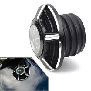 n[[ubNI[goCpvtrbgA~jEKXLbvR^NJo[ Billet Aluminum Gas Cap Fuel Tank Cover with Watch For Harley Black Motorcycle