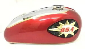 BSA A75 }[N 2 bhhN[RK\^NAobWt/K BSA A75 MARK 2 RED PAINTED CHROMED FUEL PETROL TANK with badges/FIT FOR