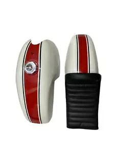 Benelli n[x JtF [T[ 260 360 zCg & bh X`[ K\ ^N + V[g / K Benelli Mojave Cafe Racer 260 360 White & Red Steel Petrol Tank +Seat / FIT FOR
