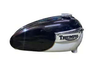 gCAt T120 iX&zCgX`[ K\^N Lbv&obWt/PASS...- Triumph T120 Eggplant & White Steel Gas Tank WITH Cap & Badge / PASS...-
