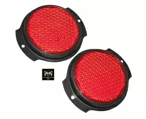 EB[W[v M38 M151A1 M35 M37 bhtN^[yAubNx[ƌ݊܂B COMPATIBLE WITH WILLYS JEEP M38 M151A1 M35 M37 RED REFLECTOR PAIR BLACK BEZEL