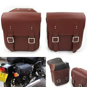 2x I[goCU[TChThobOuEtBbgn[[X|[cX^[ XL883/1200 2x Motorcycle Leather Side Saddle Bags Brown Fit Harley Sportster XL883/1200