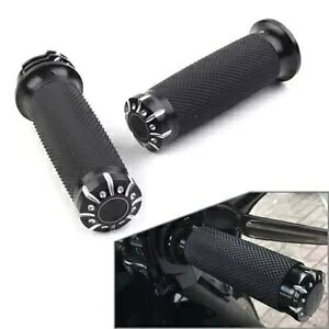1C` CNC ubN nho[ nhObv n[[ _Ci X|[cX^[ XL883 1200 \teCp 1" CNC Black Handlebar Hand Grips For Harley Dyna Sportster XL883 1200 Softail