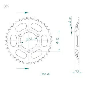 XvPbg 415 43 Z ^Cv 835 c_bv C V[N KS GTS 50 ^Cv 441 448 515 517 529- Sprocket 415 43 Z type 835 for Z?ndapp C shark KS GTS 50 type 441 448 515 517 529-