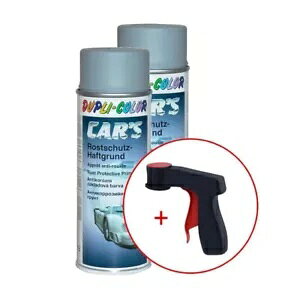 2x Dupli Color �Ԃ̖h�K�ڒ��܃x�[�X �O���[ 400ml + 1x �X�v���[�ʃn���h��- 2x Dupli Color Car's rust protection adhesive base gray 400ml + 1x spray cans handle- �y���s�A���i�z