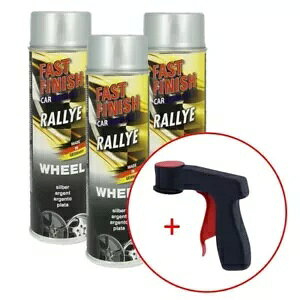 3x �t�@�X�g�t�B�j�b�V�������[�����y�C���g�V���o�[ 500ml + 1x �X�v���[�ʃn���h��- 3x fast finish rally rim paint silver 500ml + 1x spray cans handle-