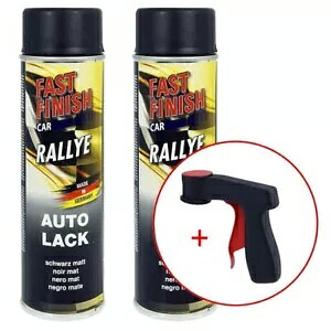 FastFinish [ yCg yCg Xv[ ubN }bg 500ml 2 { + Xv[ʃnh 1 { - 2x FastFinish Rally Paint Paint Spray Black Matte 500ml + 1x Spray Cans Handle-