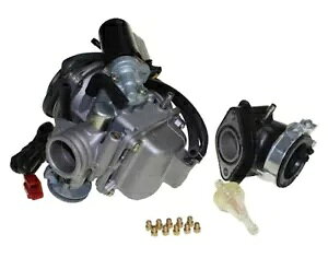 MBK XC 125 F フレーム用チューニングキャブレター 24 mm + E-チョーク + ノズル + インテークコネクタ + フィルター Tuning carburetor 24 mm + E-Choke + nozzles + intake connector + filter for MBK XC 125 F flame-