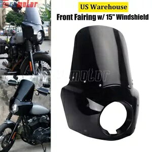 wbhCgtFAO 15C`tgKXt n[[\teC [C_[ S FXLRS 114/117p Headlight Fairing w/ 15" Windshield For Harley Softail Low Rider S FXLRS 114/117