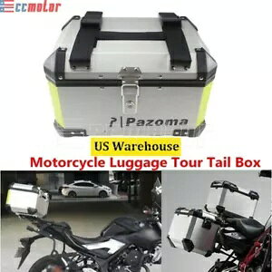 45L I[goCgbvP[Xe[{bNXhוXN[^[gN[Vo[ 45L Motorcycle Top Case Tail Box Waterproof Luggage Scooter Trunk Storage Silver