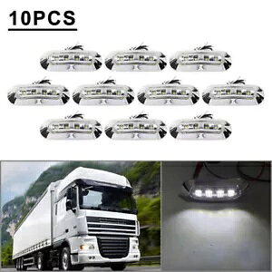 10x4 LED TChNAX}[J[FtBbgԃgbNg[[sbNAbv 12V 24V 10x4 LED Side Clearance Marker White Light Fit Car Truck Trailer Pickup 12V 24V