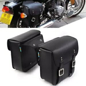 ハーレースポーツスターXL883/1200用オートバイレザーサイドサドルバッグ2個 ブラウン 2pcs Motorcycle Leather Side Saddle Bags For Harley Sportster XL883/1200 Brown