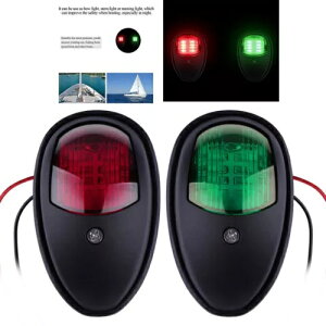 �q�C�� �h�� 12V LED ���b�h �O���[�� �}���� �{�[�g ���b�g �u���b�N Navigation Light Waterproof 12V LED Red Green Marine Boat Yacht Black �y���s�A���i�z