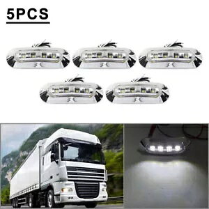 5x 4 LED TCh NAX }[J[ zCg Cg  gbN g[[ sbNAbv 12V 24V ɓK 5x 4 LED Side Clearance Marker White Light Fit Car Truck Trailer Pickup 12V 24V
