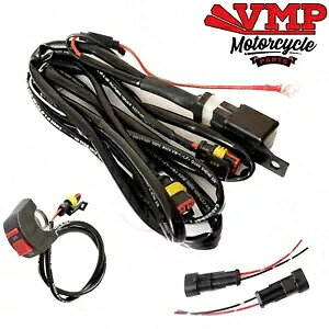 jo[TI[goCX|bg/tHO⏕CgzD@n[lXLbg[XCb` Universal Motorcycle Spot / Fog Aux Light Wiring Loom Harness Kit Relay Switch