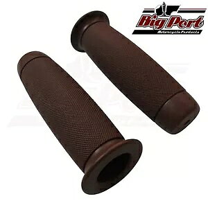 rbO|[gI[goCnho[ 1 C`Obv[bguEJtF[T[g`bp[ Big Port Motorcycle Handlebar 1" Grips Knurled Brown Cafe Racer Retro Chopper