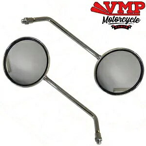 ���E���E���h�~���[�y�A�~���[�N���[�����}�n XVS650 A V �X�^�[�N���V�b�N Left Right Round Mirror Pair Mirrors Chrome For Yamaha XVS650 A V-Star Classic �y���s�A���i�z