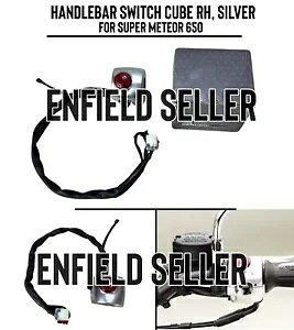 �u�n���h���o�[�X�C�b�`�L���[�u RH�A�V���o�[�v ���C�����G���t�B�[���h �X�[�p�[���e�I 650cc �ɓK�� "HANDLEBAR SWITCH CUBE RH, SILVER" Fit For Royal Enfield Super Meteor 650cc