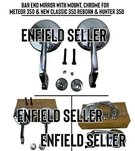 o[Gh~[ & }EgN[ RE New Classic 350AMeteor 350AHunter 350 ɓK BAR END MIRROR & MOUNT CHROME Fit For RE New Classic 350, Meteor 350, Hunter 350