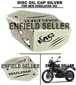 �u�f�B�X�N �I�C�� �L���b�v�A�V���o�[�v���C���� �G���t�B�[���h NEW �q�}���� 450 �ɓK��- ���B���� "DISC OIL CAP, SILVER" FIT FOR ROYAL ENFIELD NEW HIMALAYAN 450- Express Shipping
