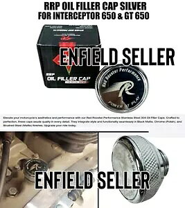 uRRP ICtB[Lbv Vo[v CGtB[h C^[Zv^[ 650 & GT 650 ɓK "RRP OIL FILLER CAP, SILVER" Fit For Royal Enfield Interceptor 650 & GT 650